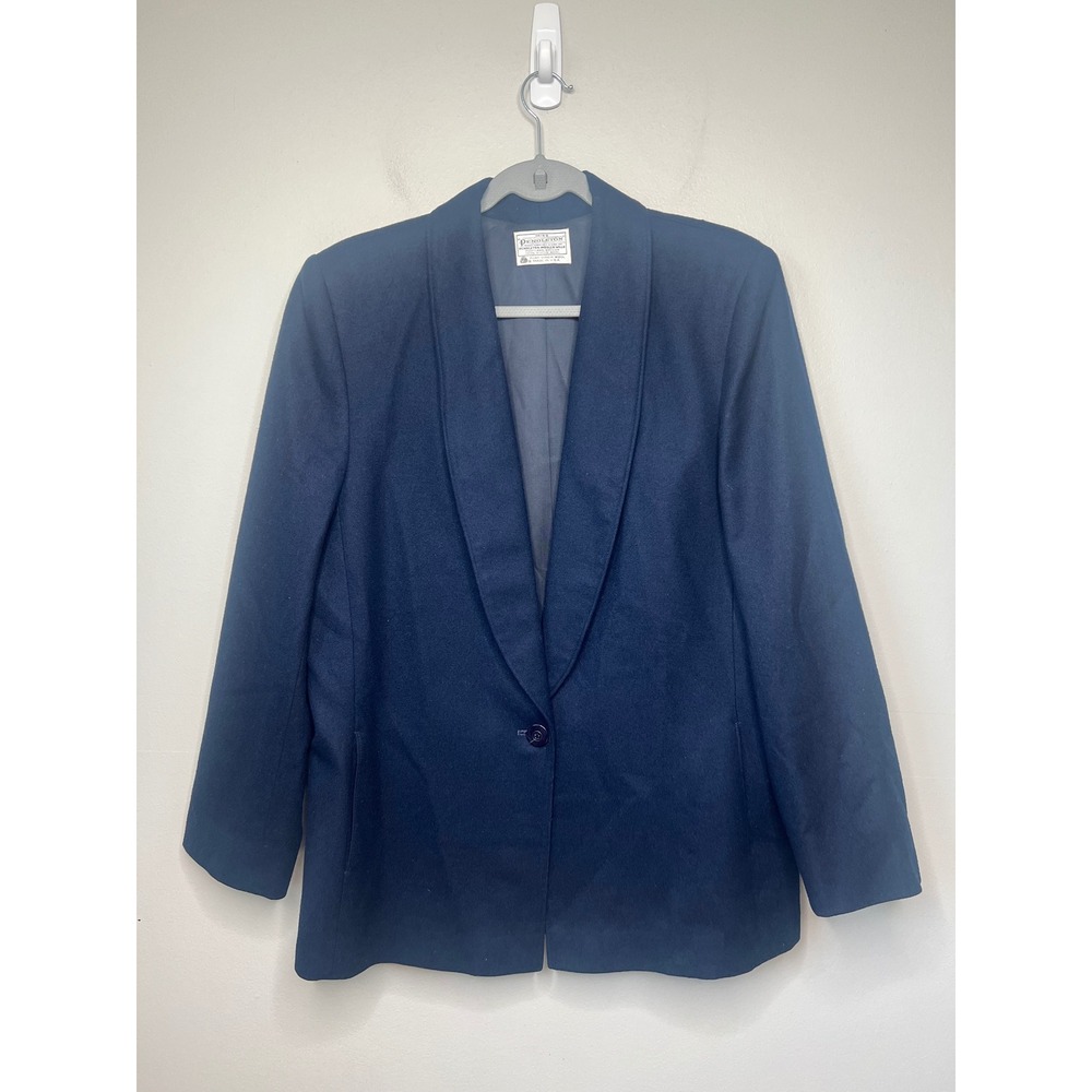 VTG Pendleton Miss Navy Virgin Wool Shawl Collar Blazer Jacket Women's *M* USA